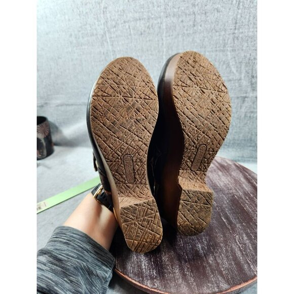 Baretraps Belita Black Leather Clogs With Leopard Print Strap & Buckle 8.5 - Picture 8 of 11